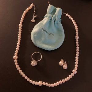 Tiffany & Co Pearl Necklace, Earrings and Ring